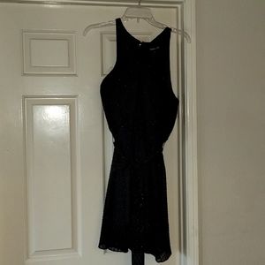 NEW WT Express black sparkly dress keyhole with tie waist